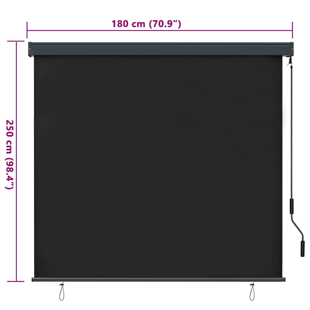 Store avec rideaux anthracite 180 x 250 cm tissu et aluminium