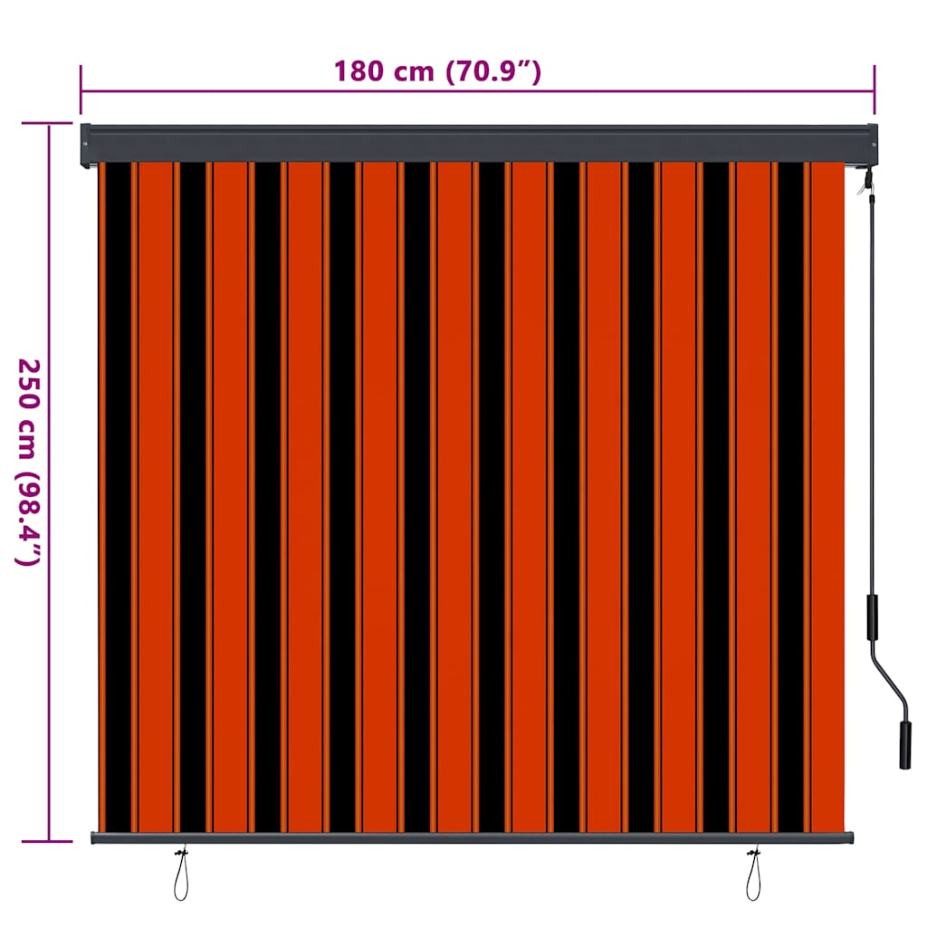 Orange and Brown Roller Blind 180 x 250 cm Fabric and Aluminum