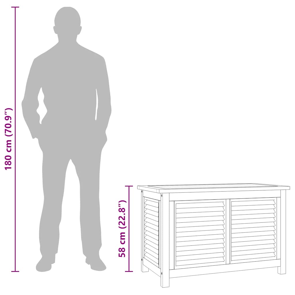 Gartenbox mit Beutel 90x50x58 cm Massivholz Teak