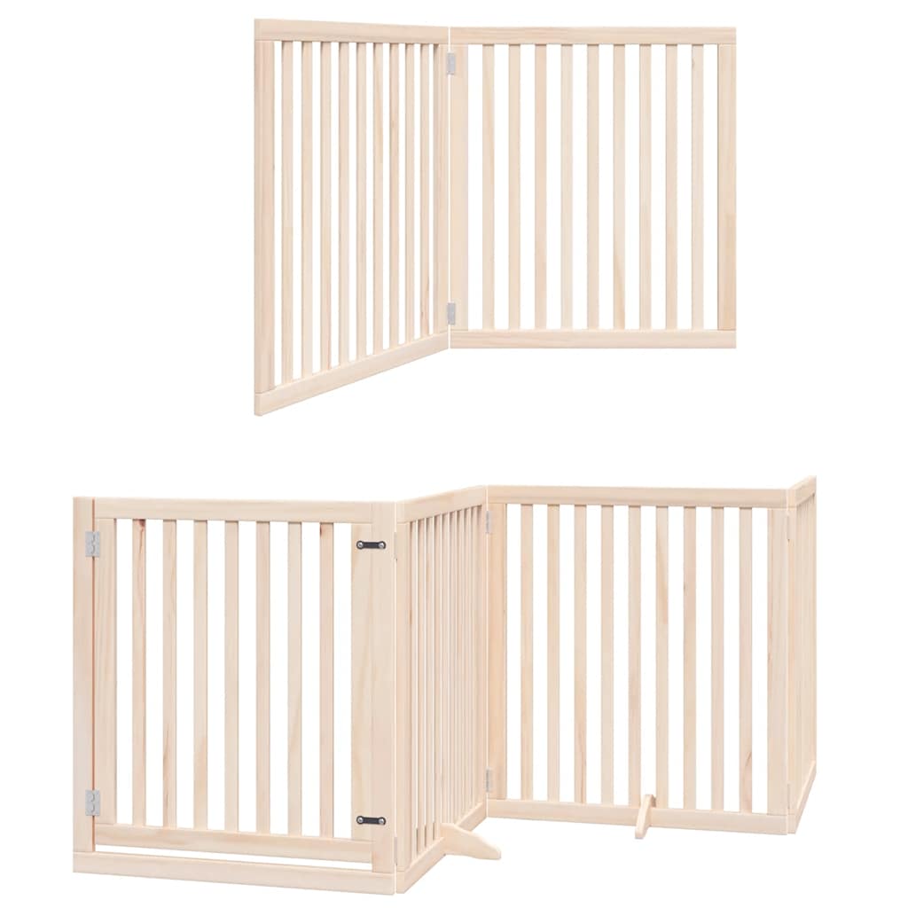 8-tlg. Hundetor mit Tür Faltbar 640 cm Pappelholz