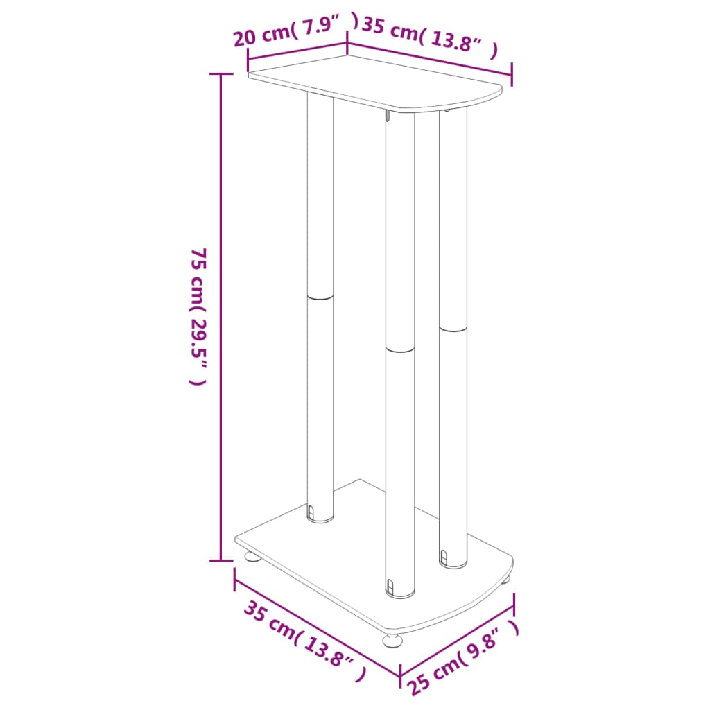Pieds d'enceintes 2 pcs Noir et argent Verre trempé 3 colonnes