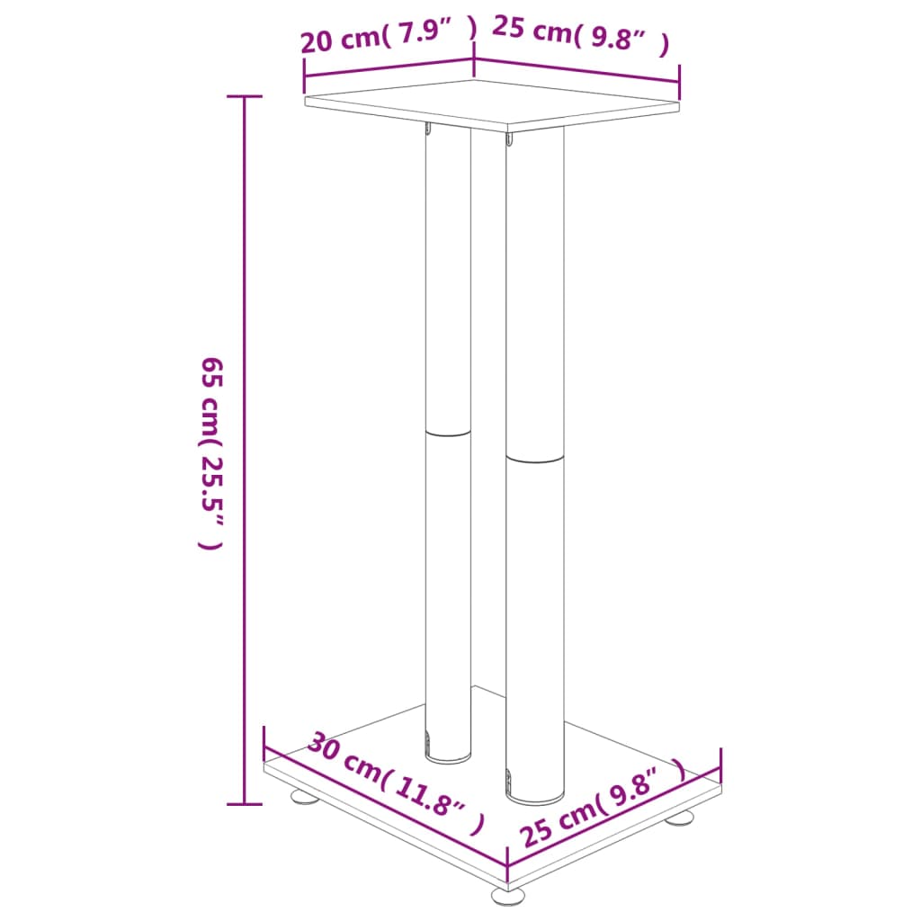 Speaker Stands 2 pcs. Black & Silver Tempered Glass 2 Pillars
