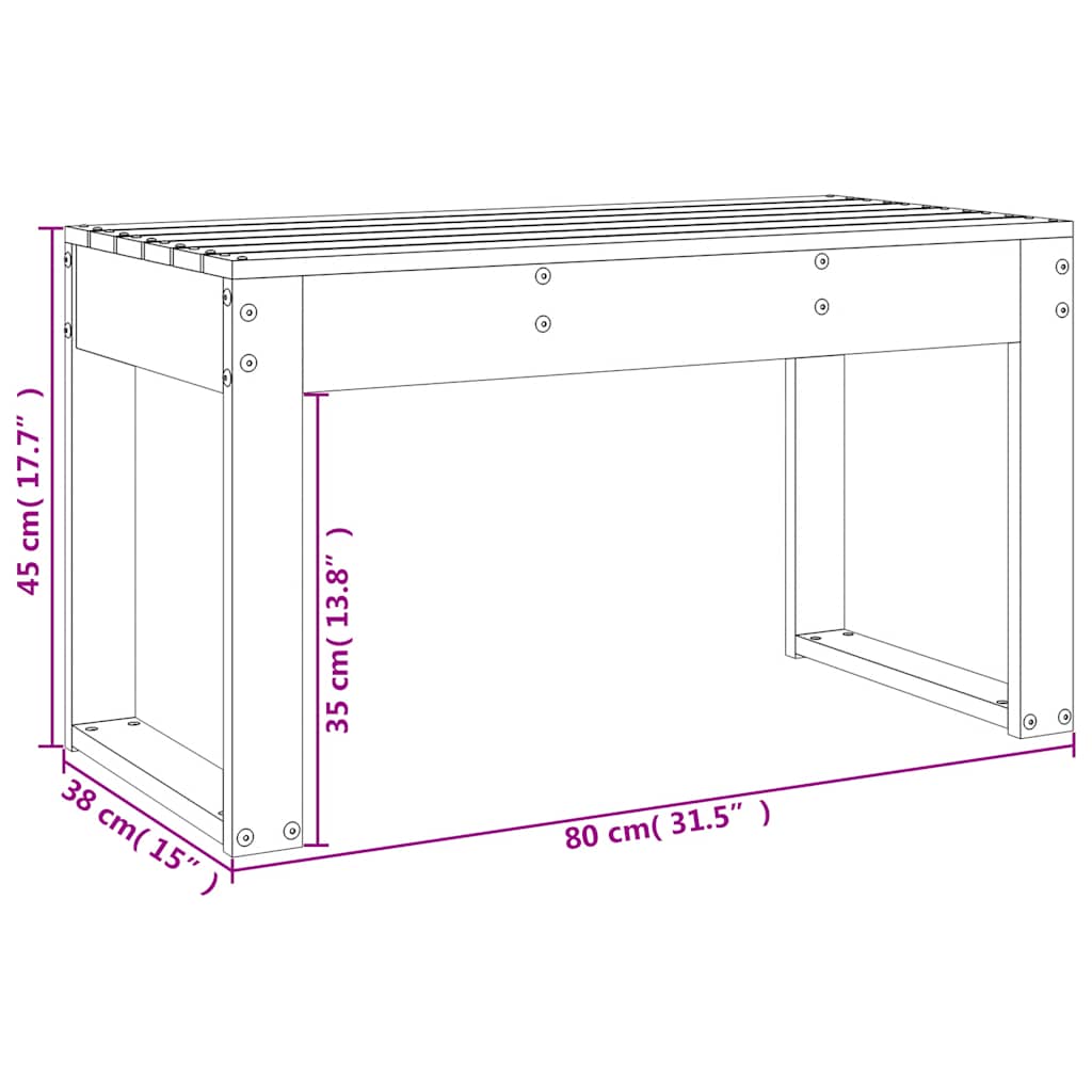 Gartenbank Honigbraun 80x38x45 cm Massivholz Kiefer