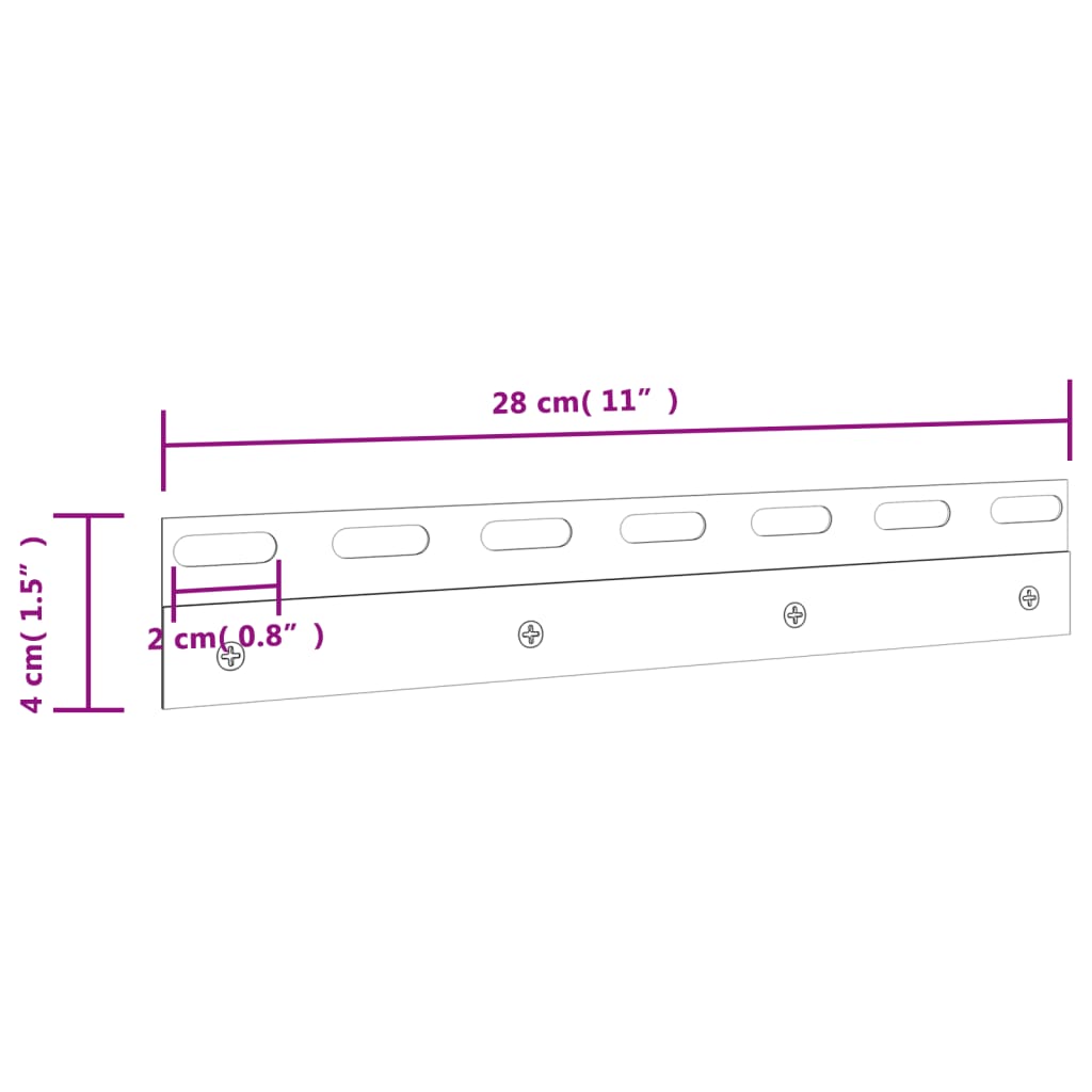 Barres de fixation 4 pièces argentées 28 cm acier inoxydable