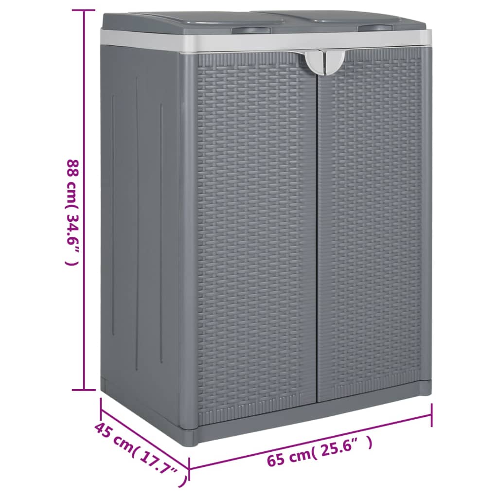 Poubelle avec 2 couvercles Gris 65x45x88 cm PP