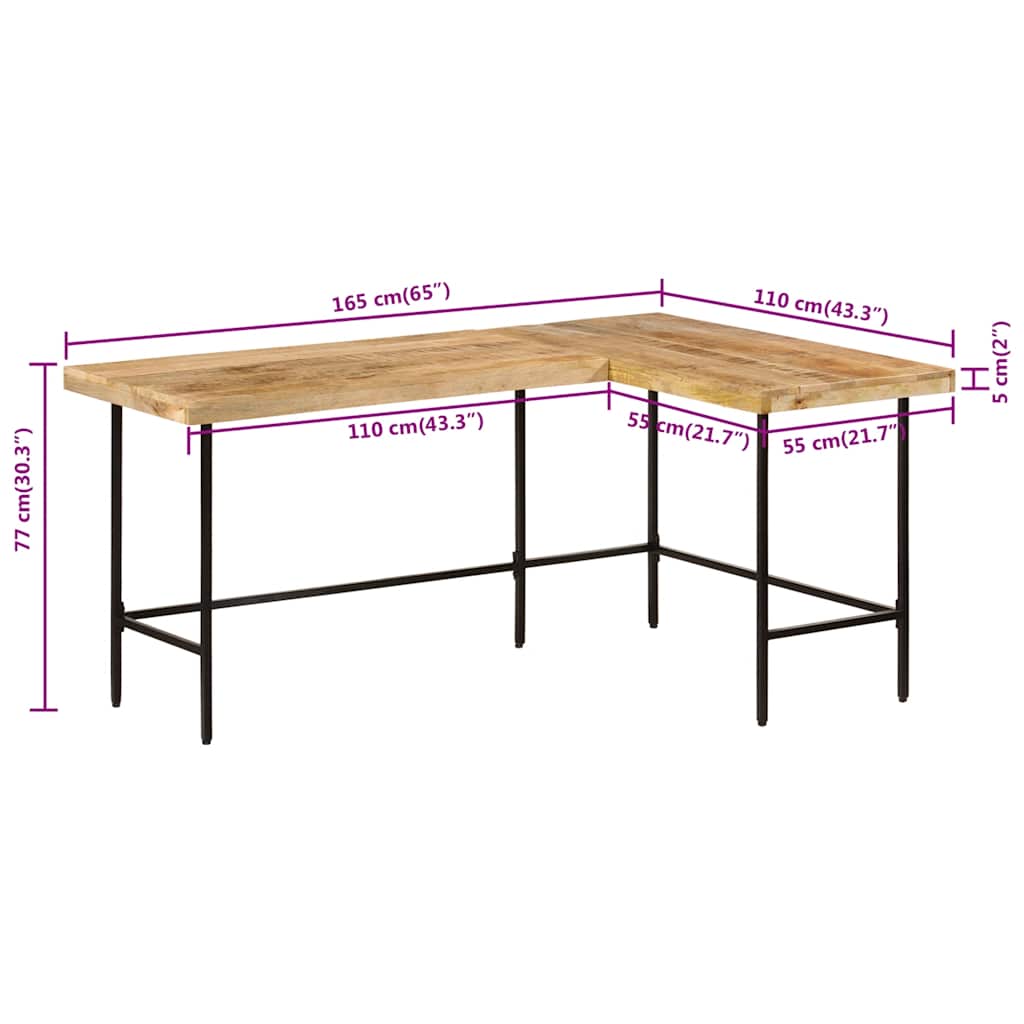 Desk 165x110x77 cm Solid Mango Wood and Iron