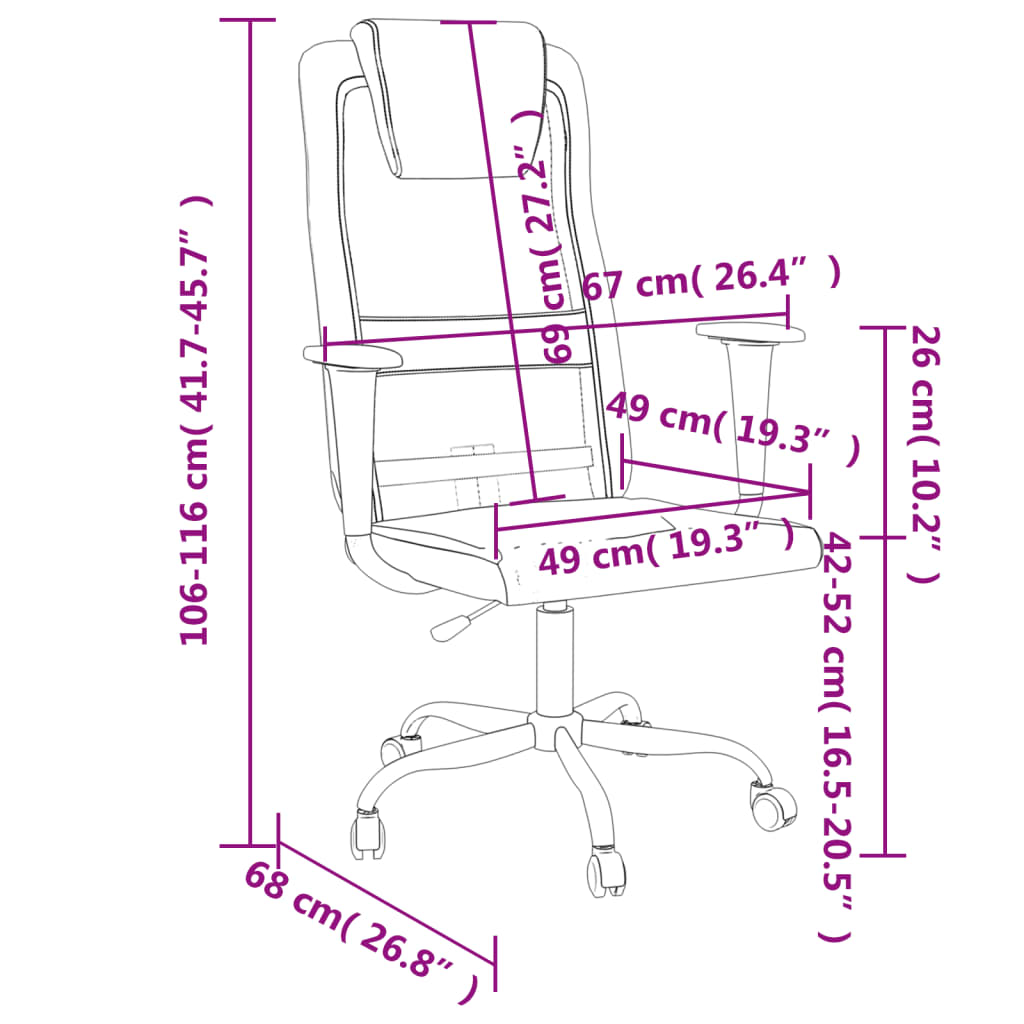 Office Chair Height-Adjustable Grey Mesh and Faux Leather