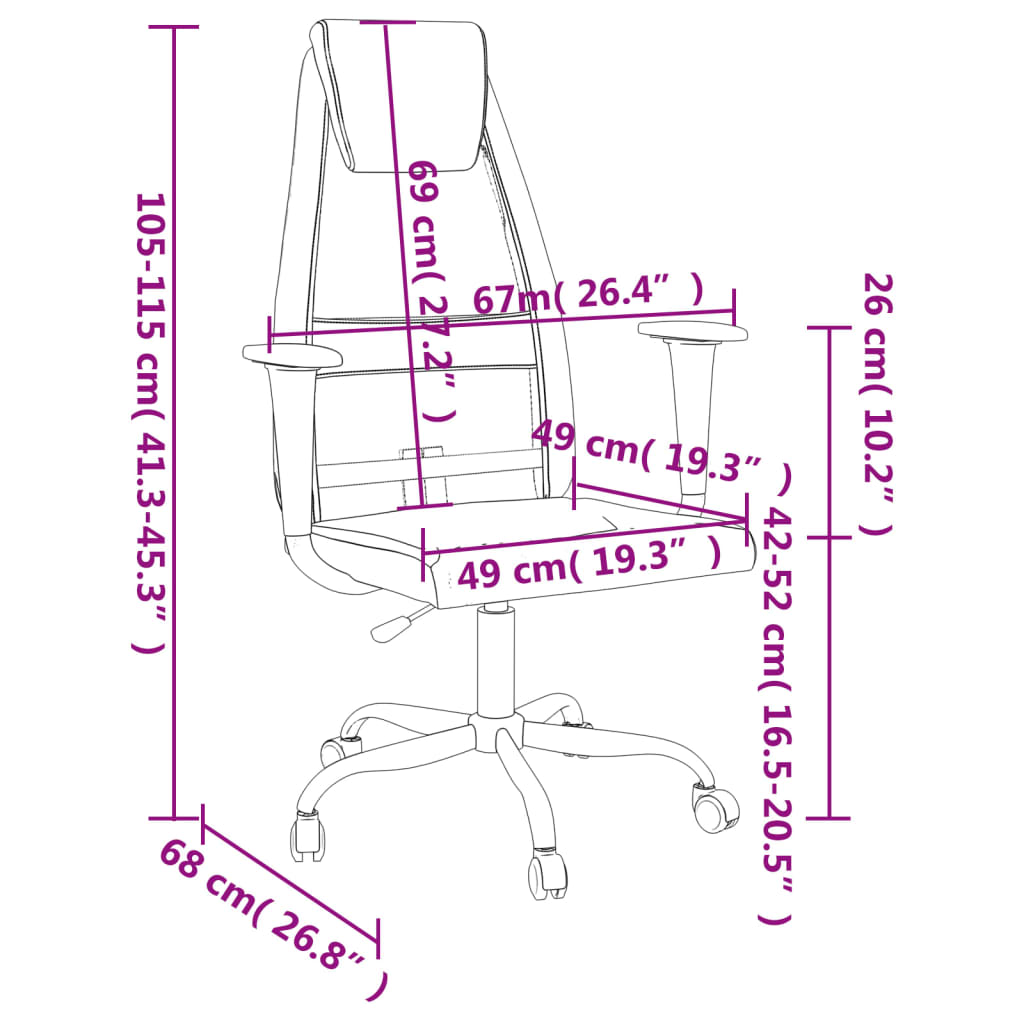 Chaise de bureau réglable en hauteur, grise, en tissu maillé et similicuir