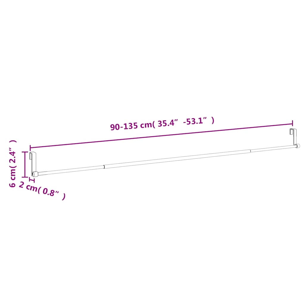 Curtain rods, 2 pcs, white and silver, 90-135 cm, aluminum