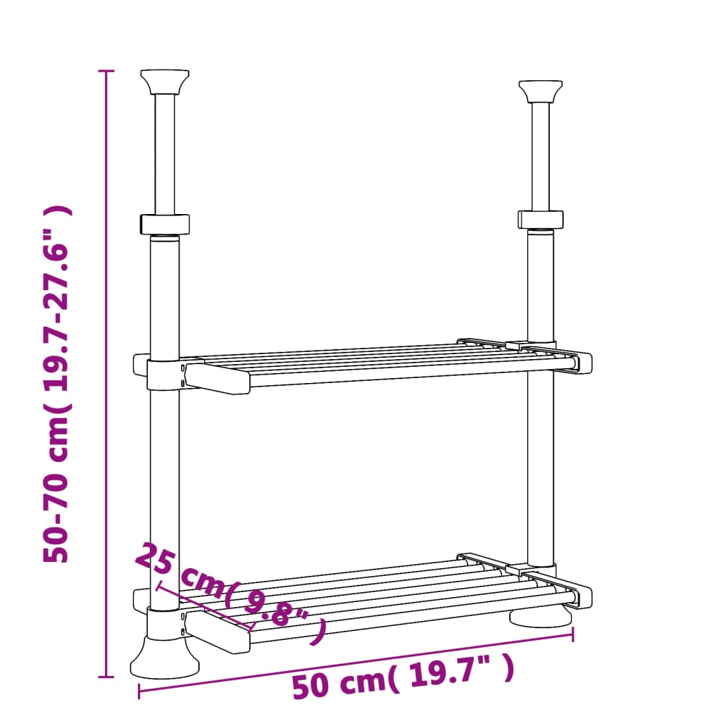 Étagère de cuisine 50x25x(50-70) cm aluminium