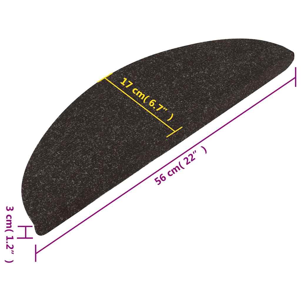 Stair Mats Self-Adhesive 10 pcs Black 56x17x3 cm