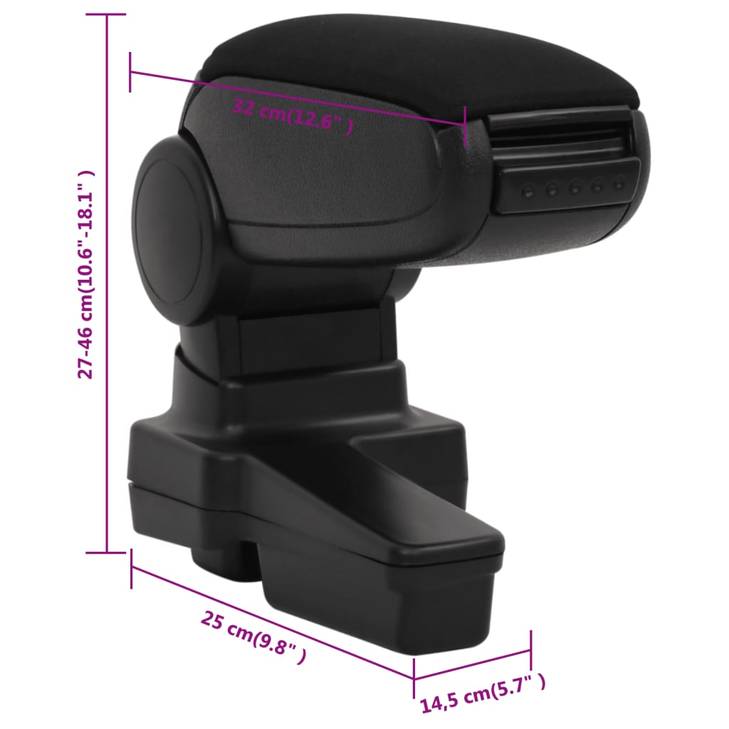 Accoudoir voiture noir 14,5x32x(27-46) cm ABS