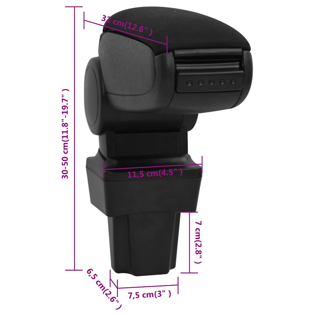 Accoudoir voiture noir 11,5x32x(30-50) cm ABS