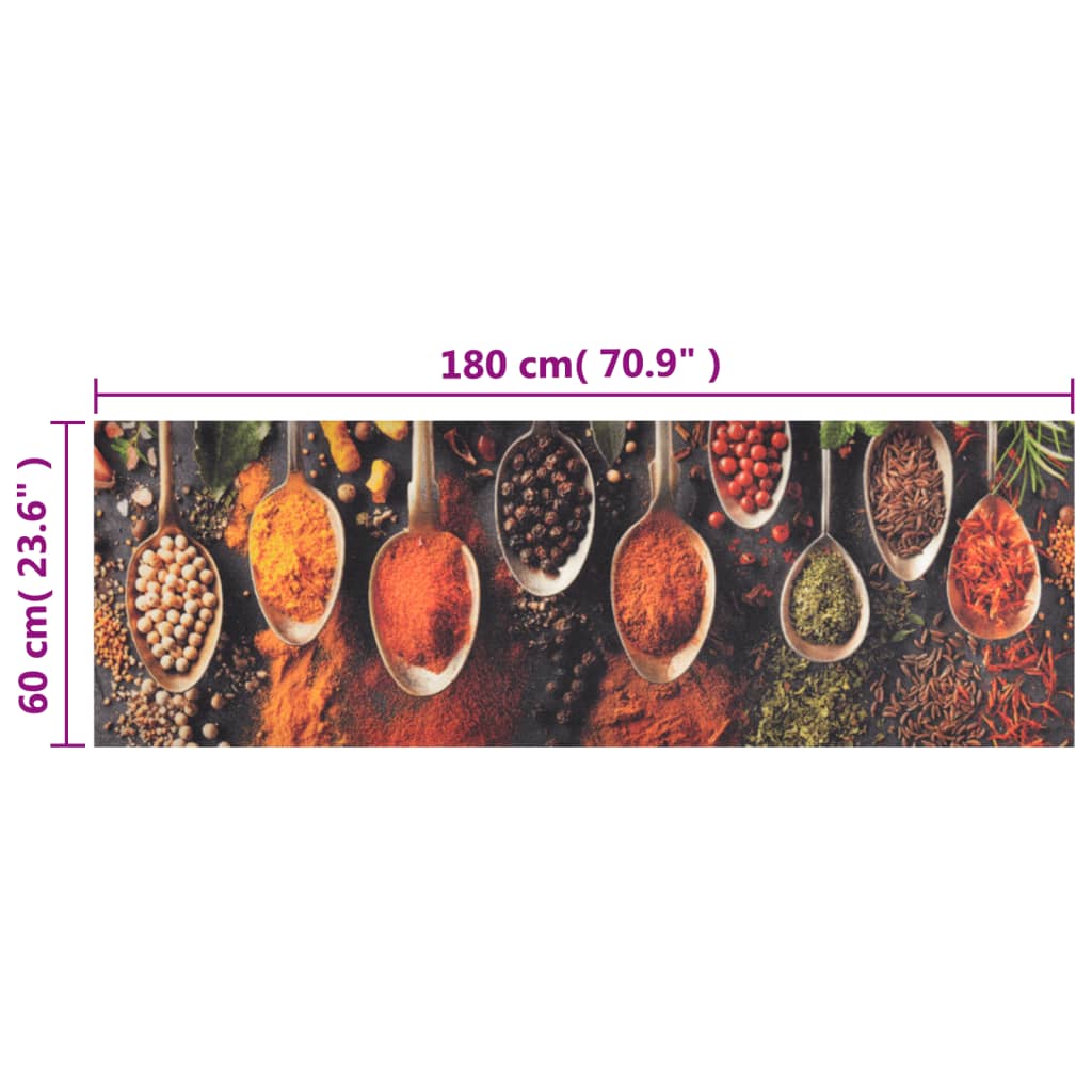 Tapis de cuisine lavable Cuillères & Épices 60x180 cm Velours
