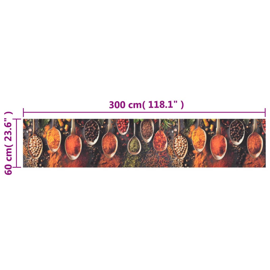 Washable Kitchen Rug Spoons & Spices 60x300 cm Velvet