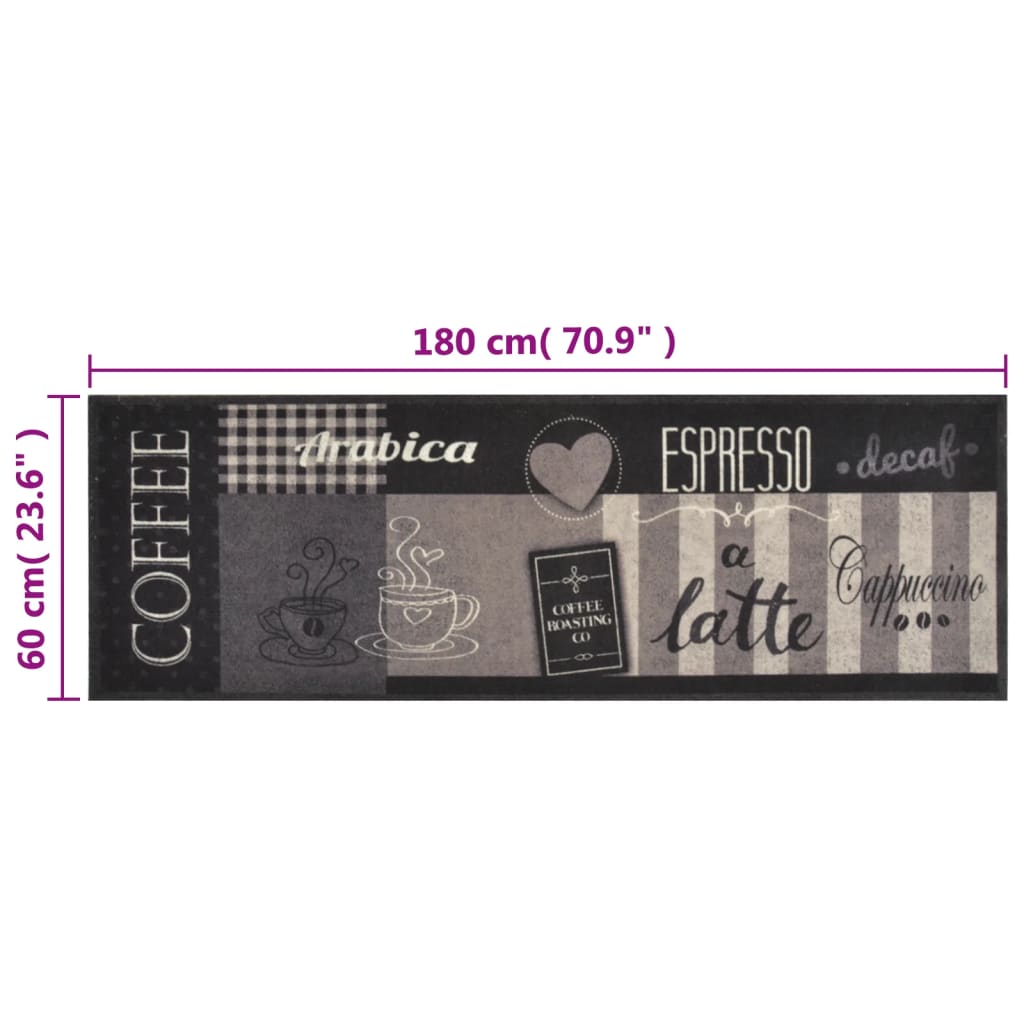 Washable Kitchen Runner Coffee Black 60x180 cm Velvet