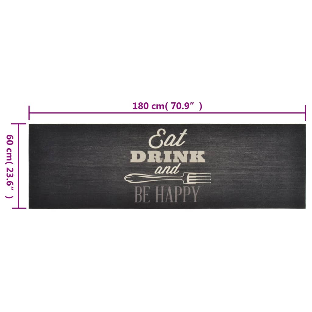Washable Kitchen Rug Black 60x180 cm Velvet