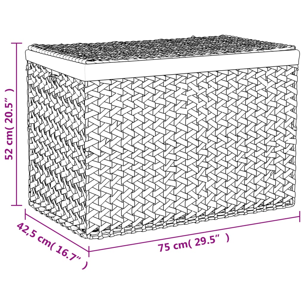 Laundry Basket with 3 Compartments 75x42.5x52 cm Water Hyacinth