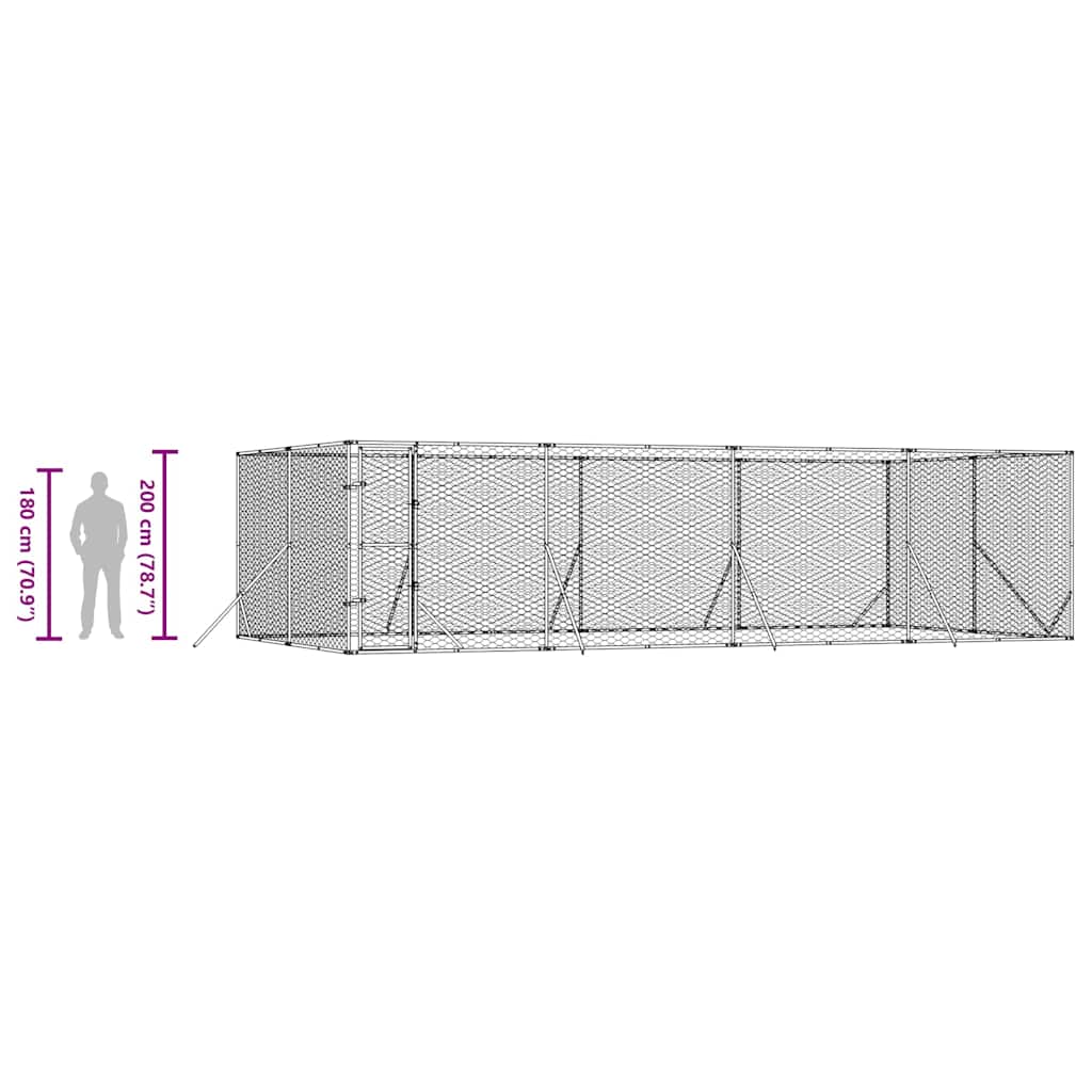Outdoor-Hundezwinger Silbern 8x4x2 m Verzinkter Stahl
