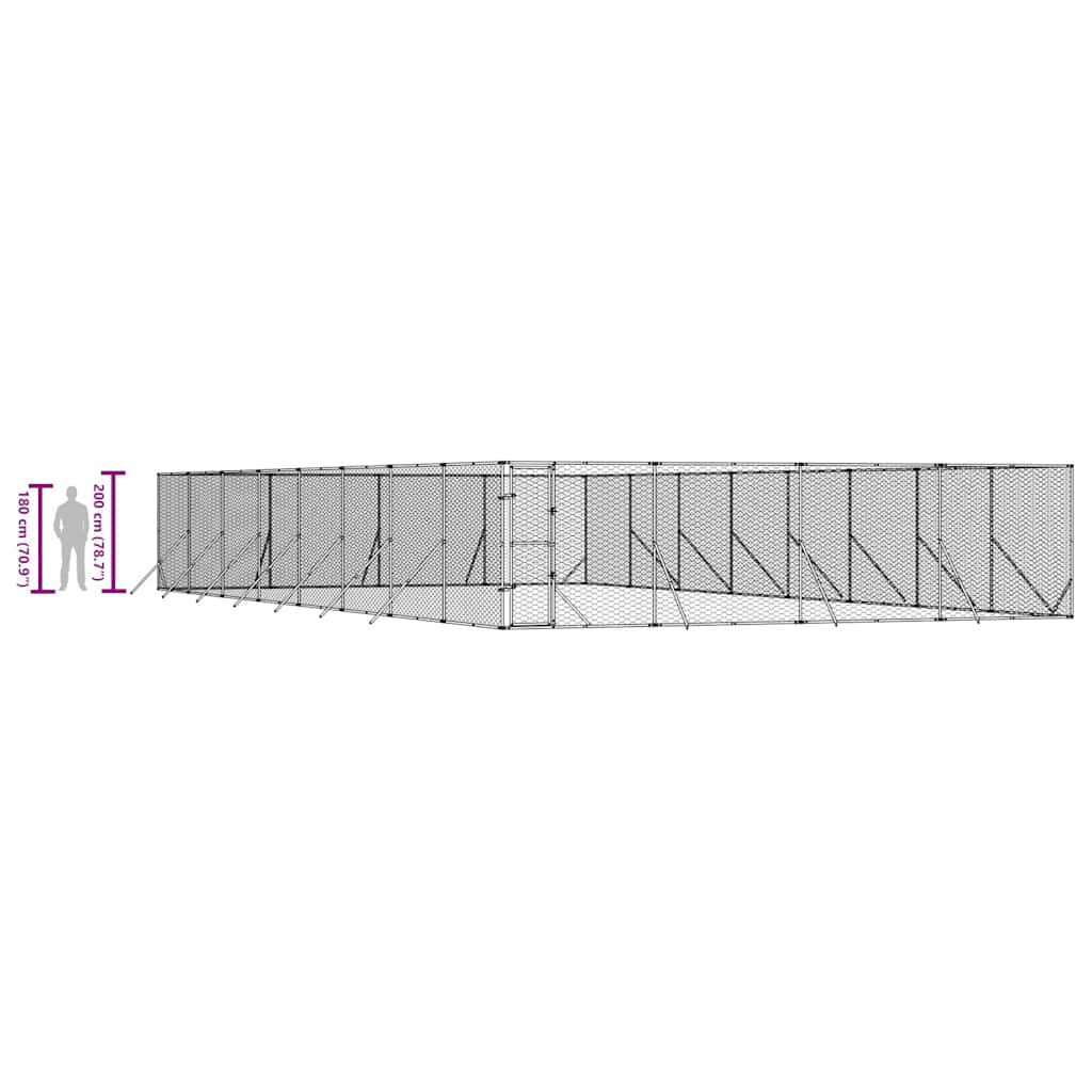 Outdoor-Hundezwinger Silbern 8x16x2 m Verzinkter Stahl