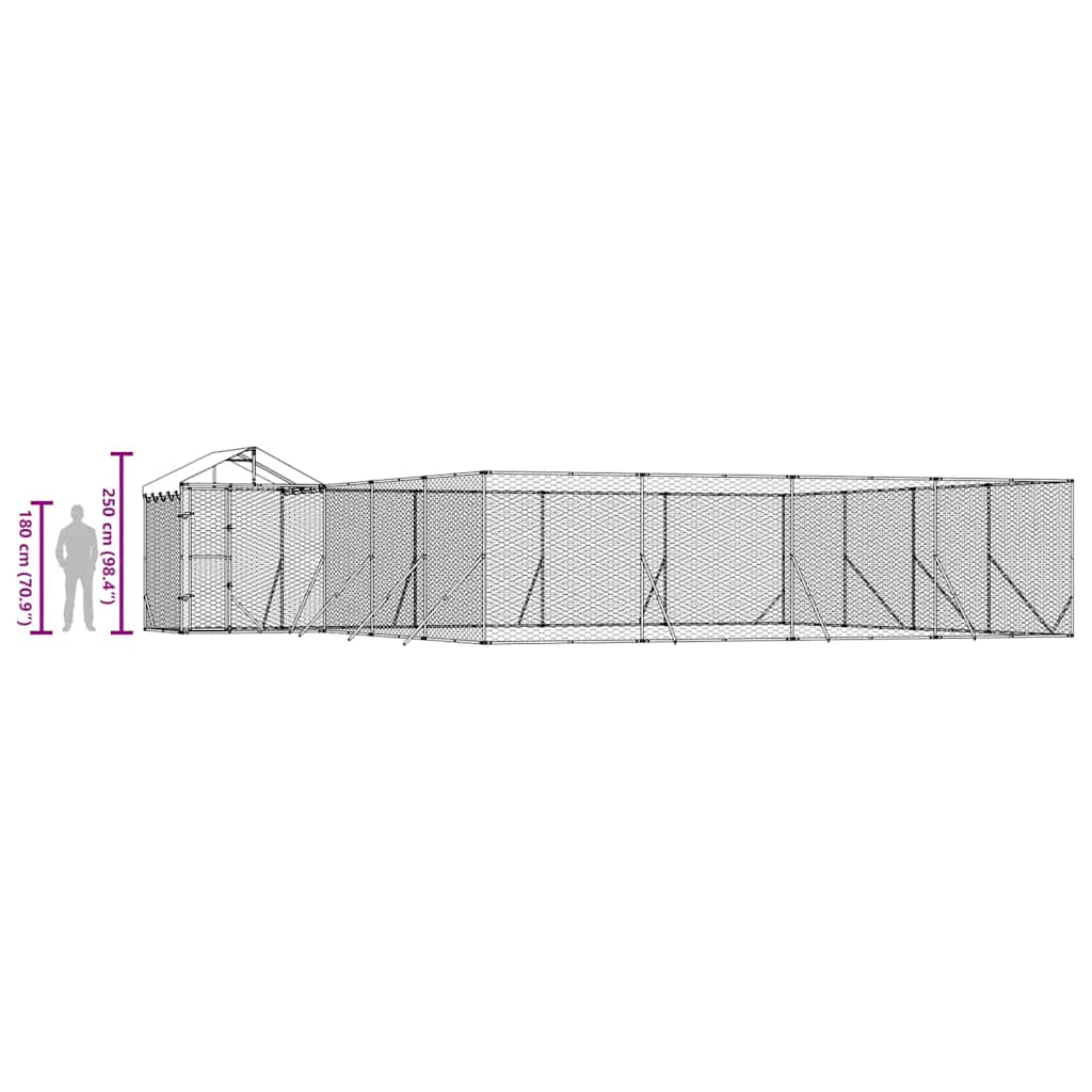 Outdoor-Hundezwinger mit Dach Silbern 10x8x2,5 m Stahl Verzinkt