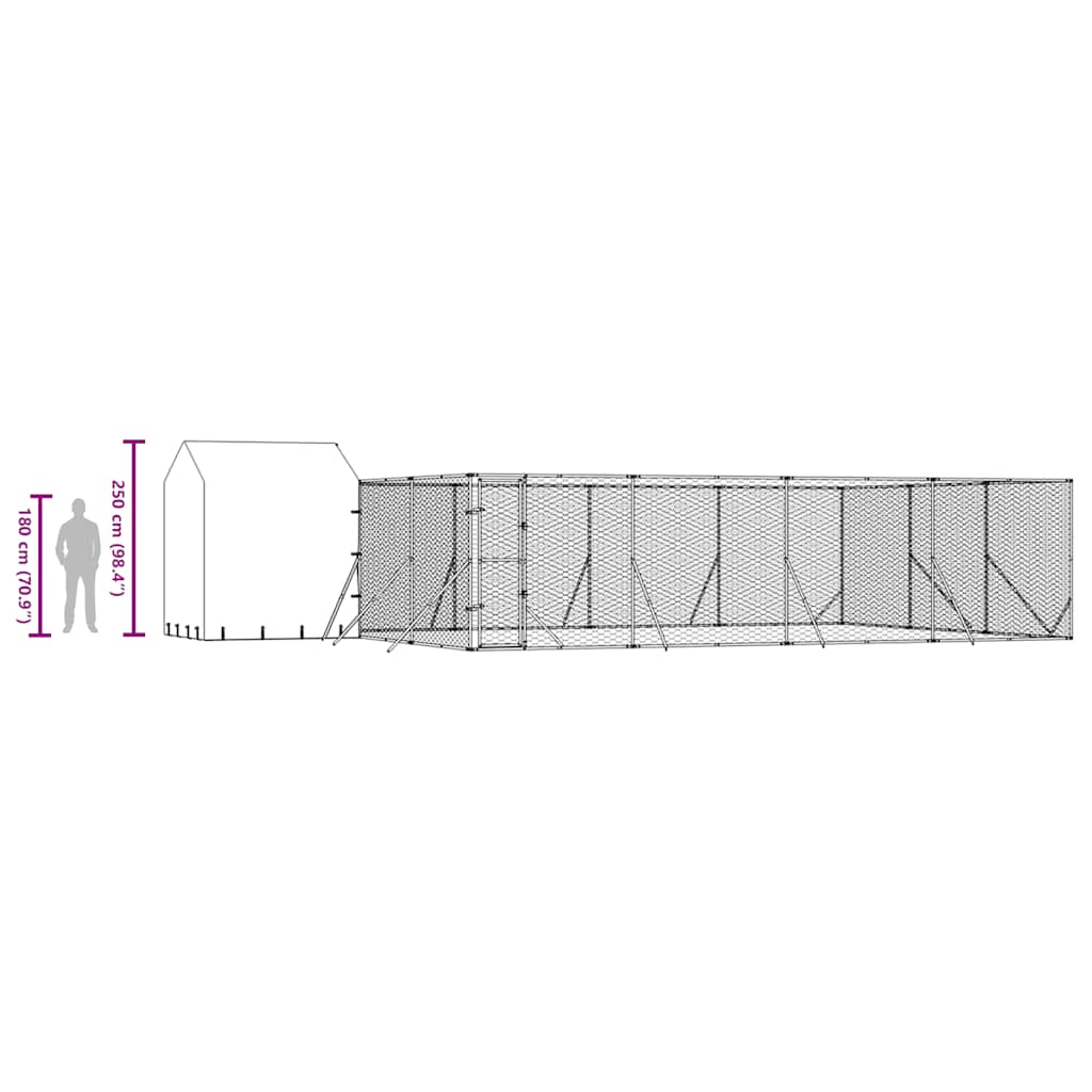 Outdoor-Hundezwinger mit Dach Silbern 10x6x2,5 m Stahl Verzinkt