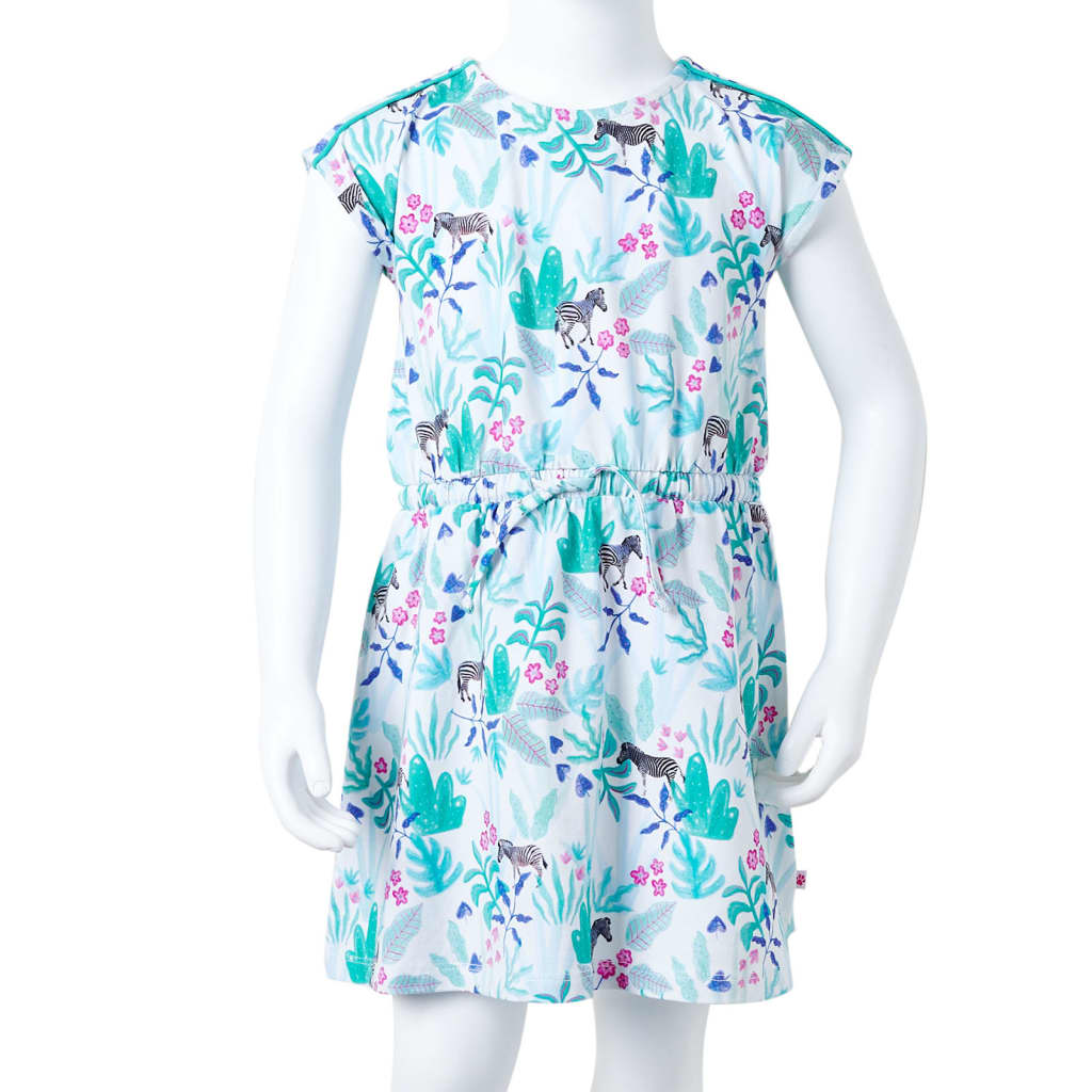 Kinderkleid Ecru und Dunkles Minzgrün 116