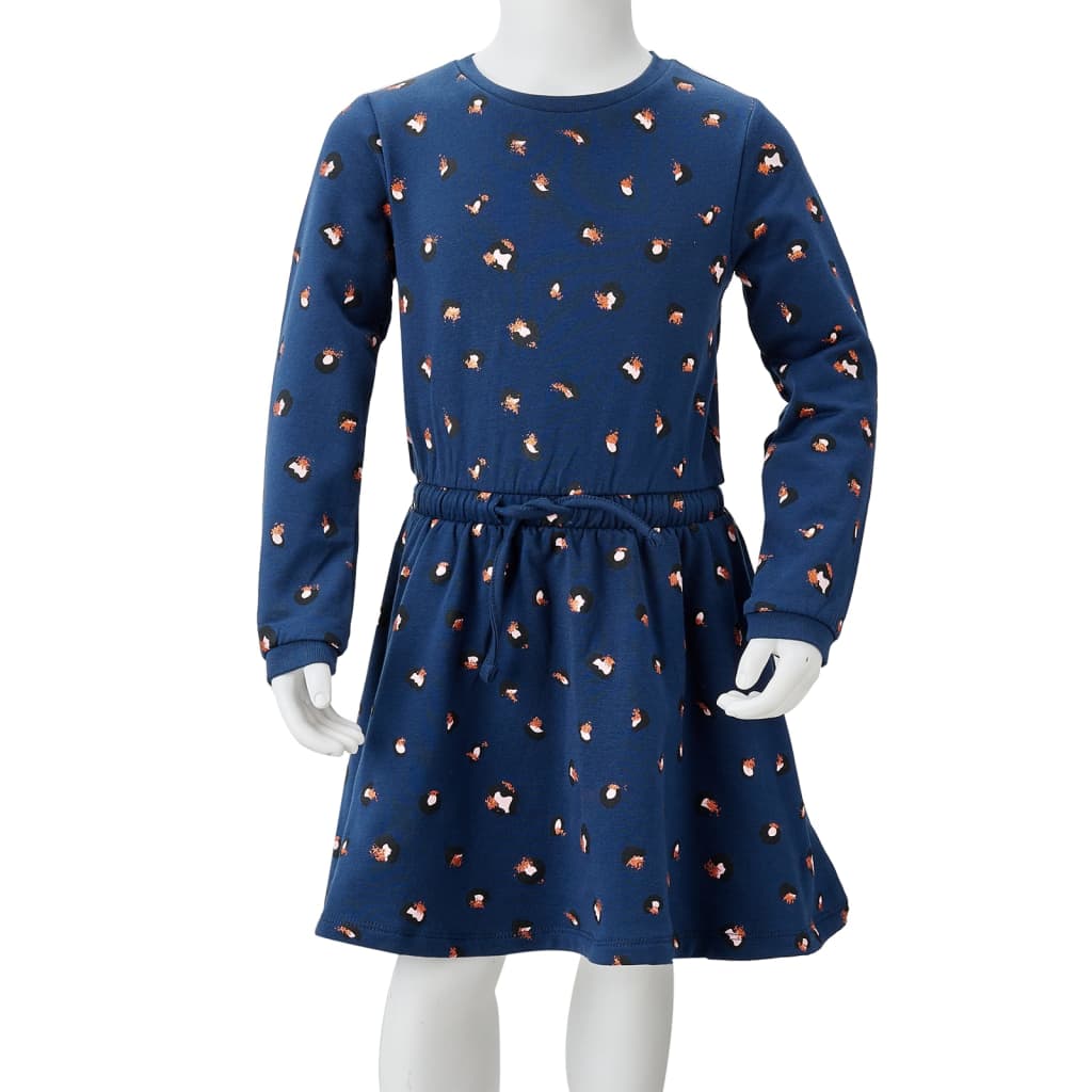 Children's Dress with Long Sleeves Navy Blue 128