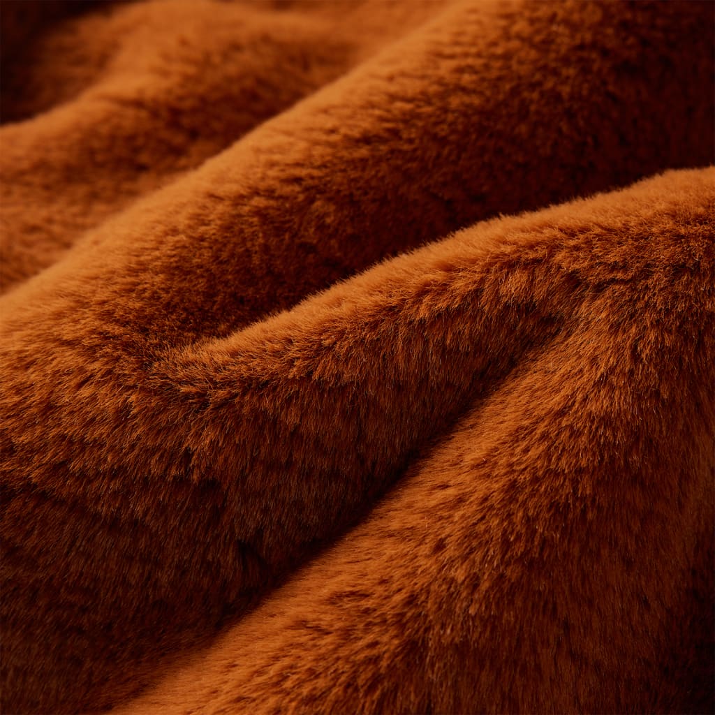 Kids' Faux Fur Hooded Jacket Cognac 104