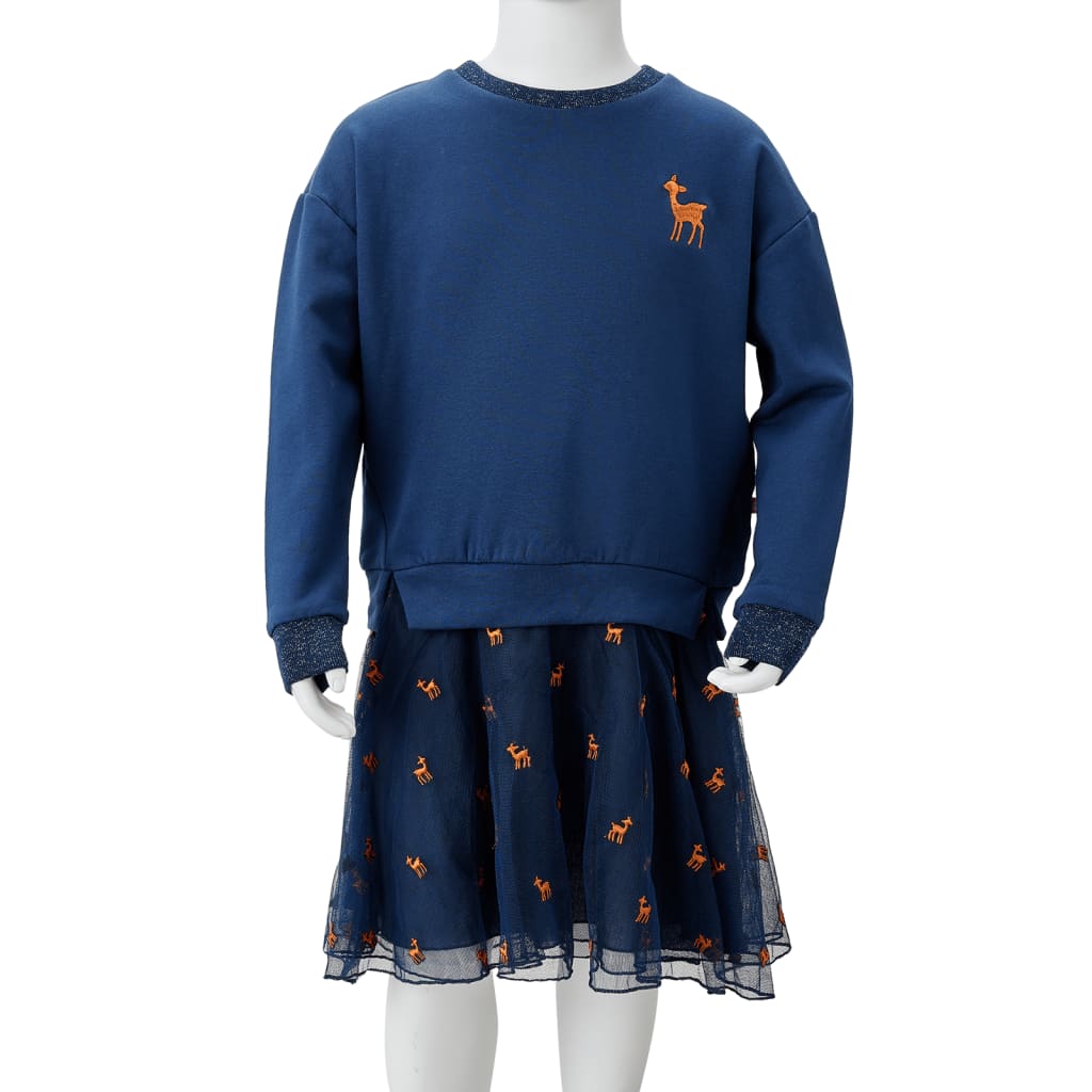 Girls' Long Sleeve Dress Navy Blue 92