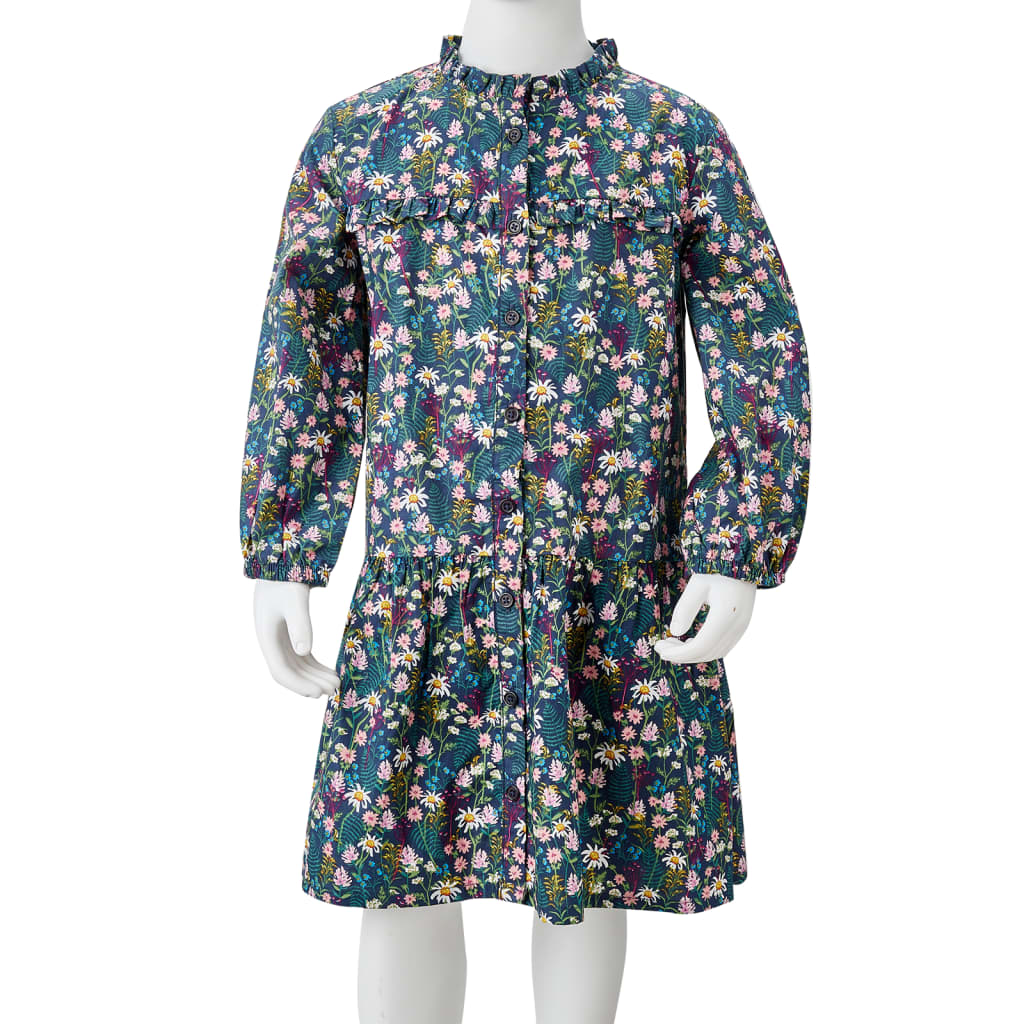 Robe enfant manches longues bleu foncé 104