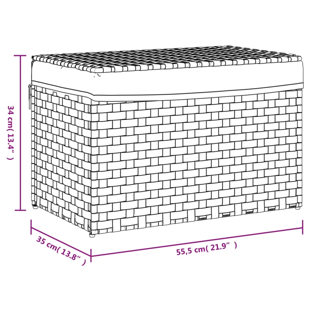 Panier à linge avec couvercle Marron foncé 55,5x35x34 cm Rotin synthétique
