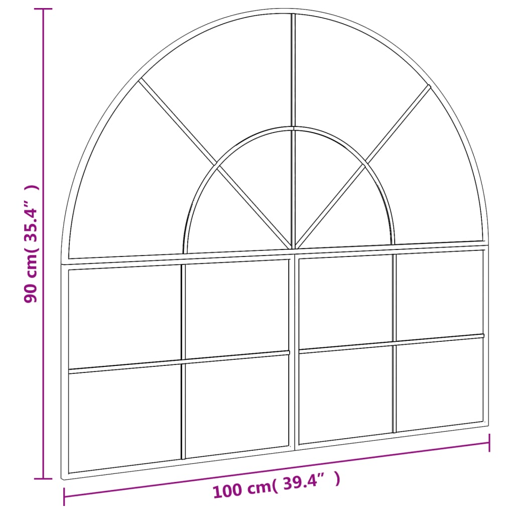 Black Wall Mirror 100x90 cm Curved Iron