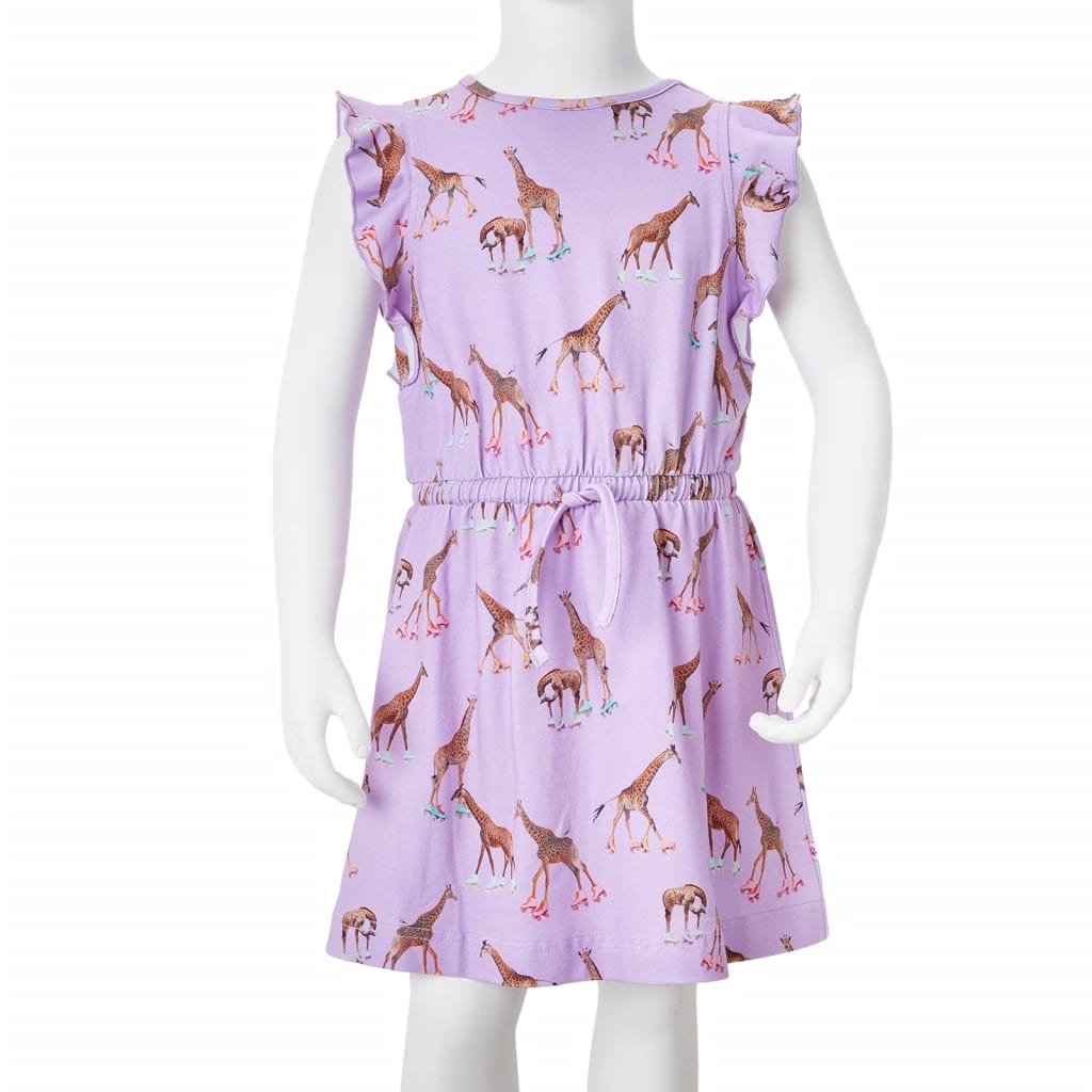 Robe enfant avec manches à volants et lien à la taille Violette 128