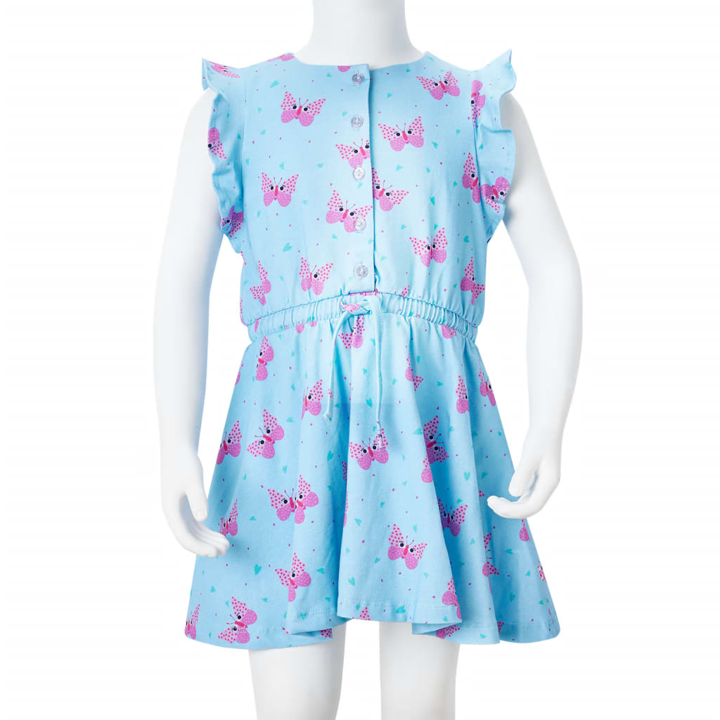Robe d'enfant sans manches bleue avec boutons 128