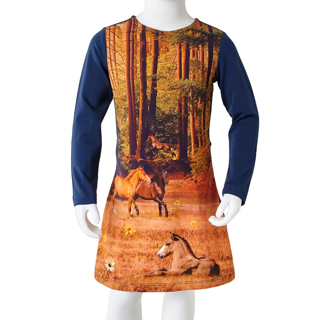 Children's Dress with Long Sleeves Navy Blue 116