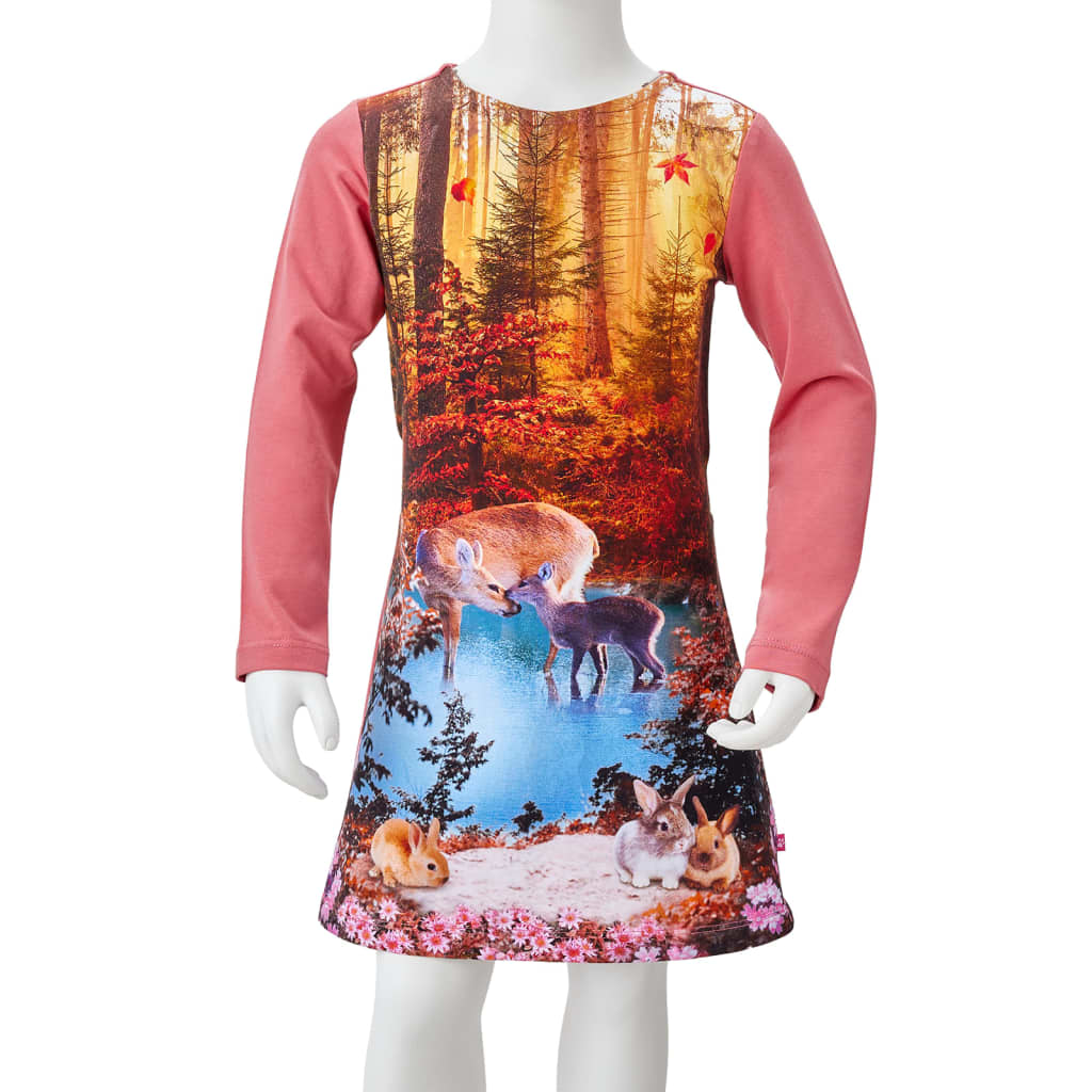 Robe enfant à manches longues vieux rose 104