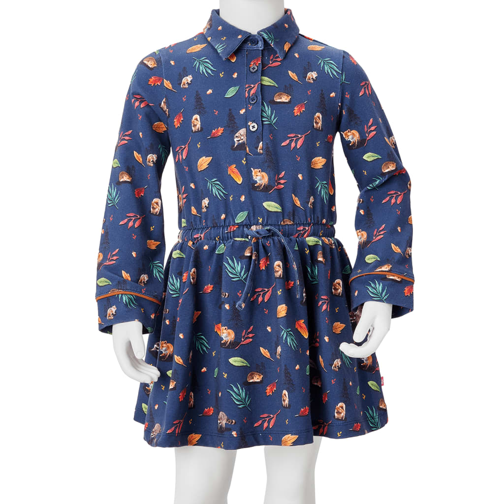 Robe Enfant Manches Longues Bleu Marine 140