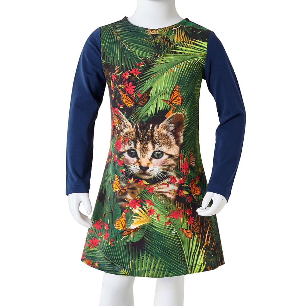 Robe enfant manches longues bleu marine 116