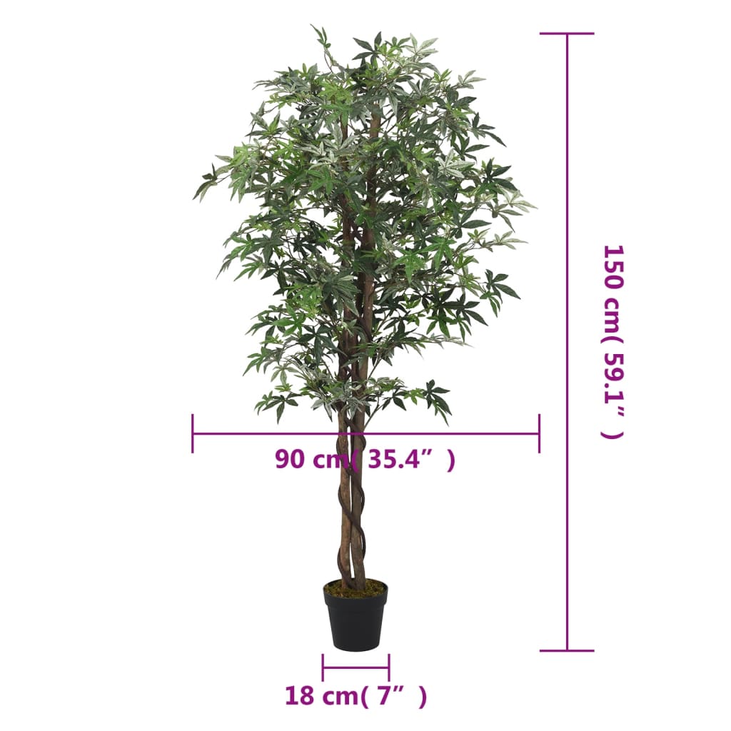 Artificial Maple Tree, 504 Leaves, 150 cm, Green