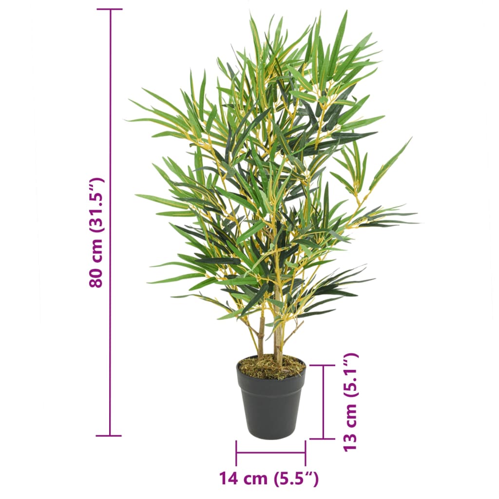 Artificial Bamboo Tree with 368 Leaves, 80 cm, Green