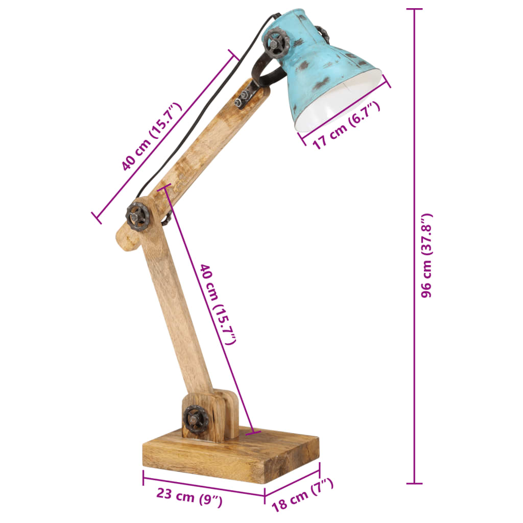 Lampe de bureau 25 W bleue 23x18x96 cm E27