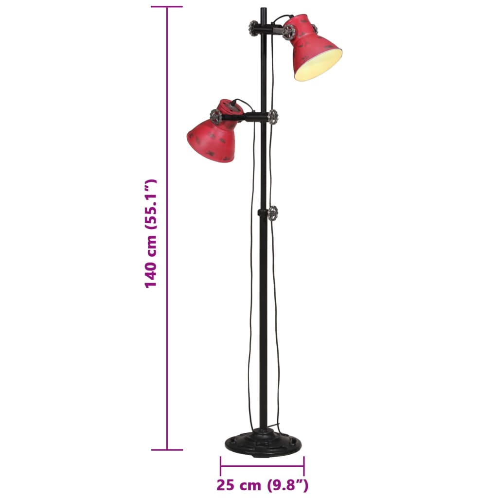 Floor Lamp 25 W Red 25x25x90/140 cm E27