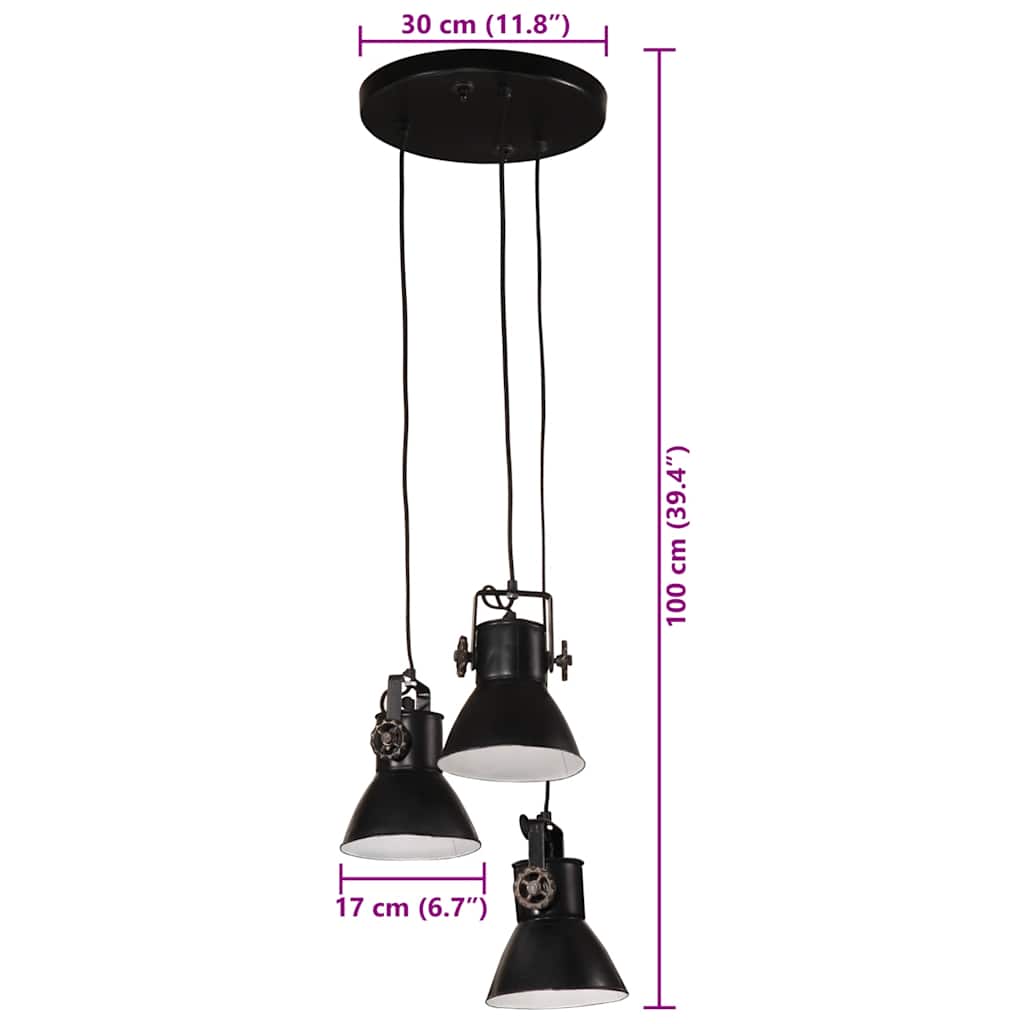 Suspension 25 W Noir 30x30x100 cm E27