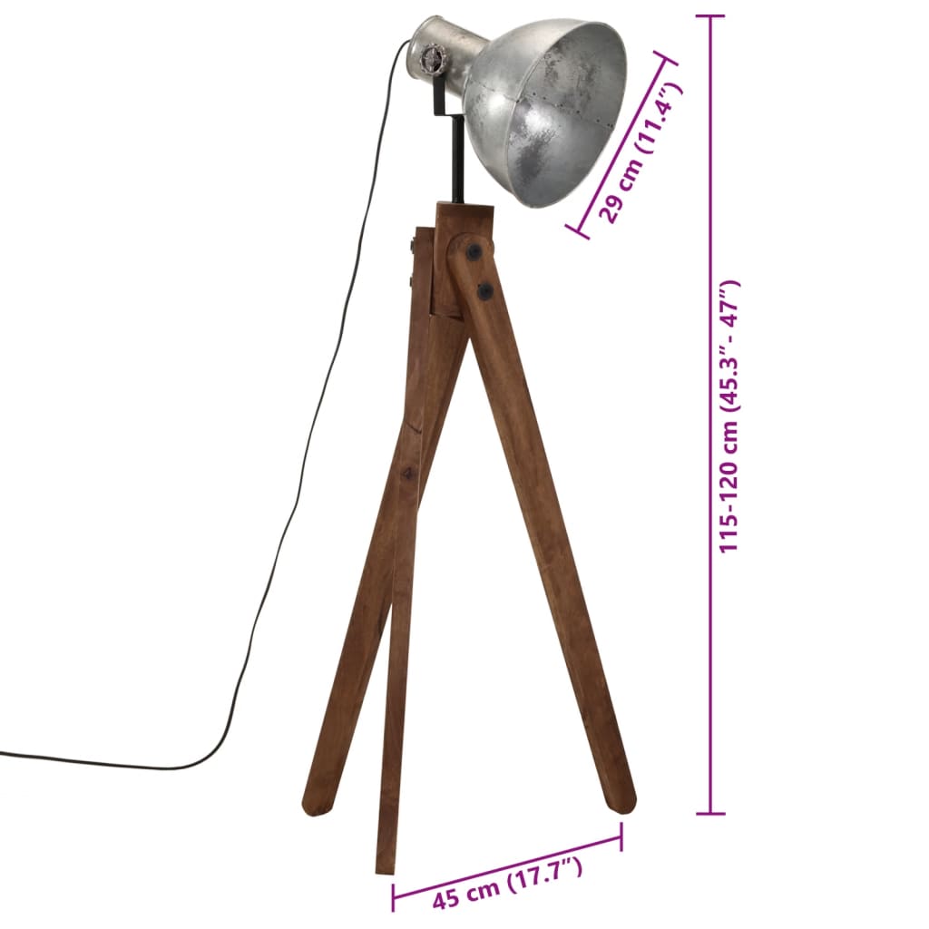 Lampadaire 25 W Vintage Argenté 45x45x120 cm E27