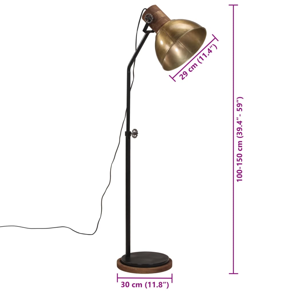 Lampadaire 25 W Laiton antique 30x30x100-150 cm E27