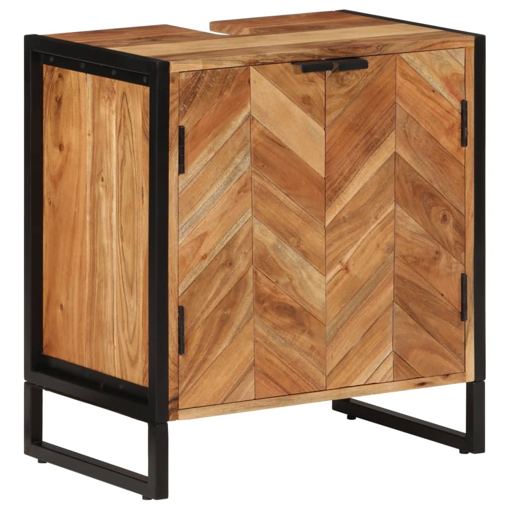 Badschrank 55x35x60 cm Massivholz Akazie und Eisen