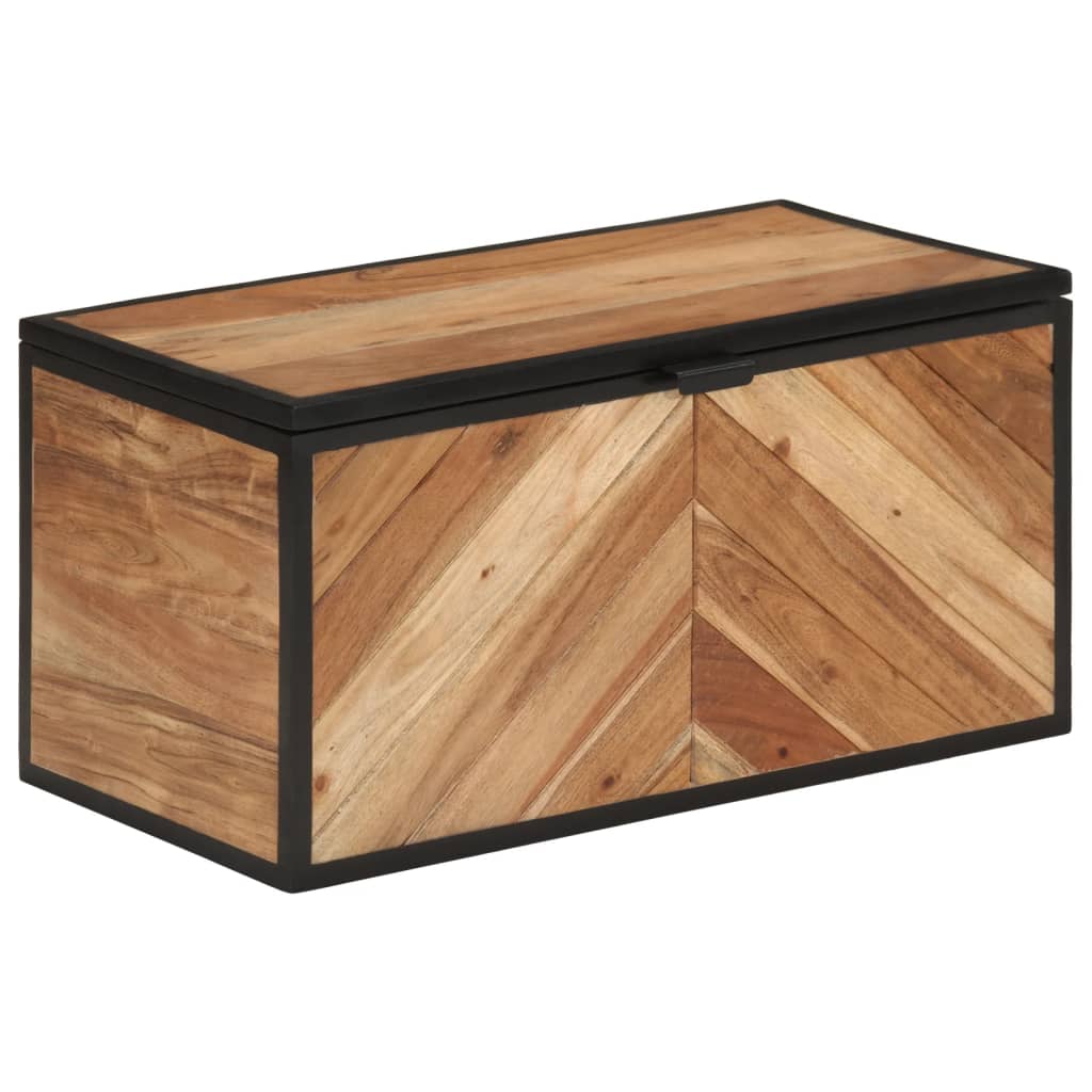 Truhe 60x30x30 cm Massivholz Akazie und Eisen