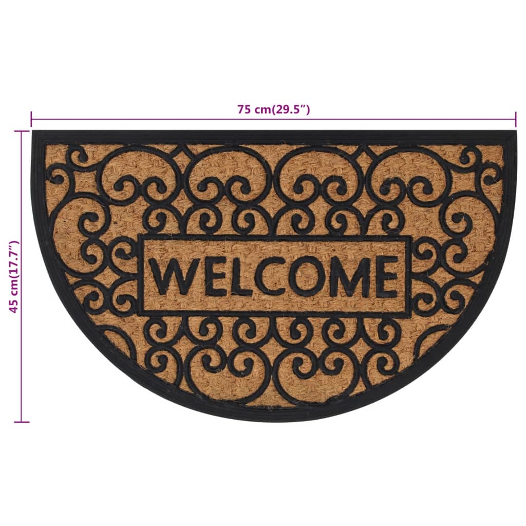 Doormat Half-Round 45x75 cm Rubber and Coir