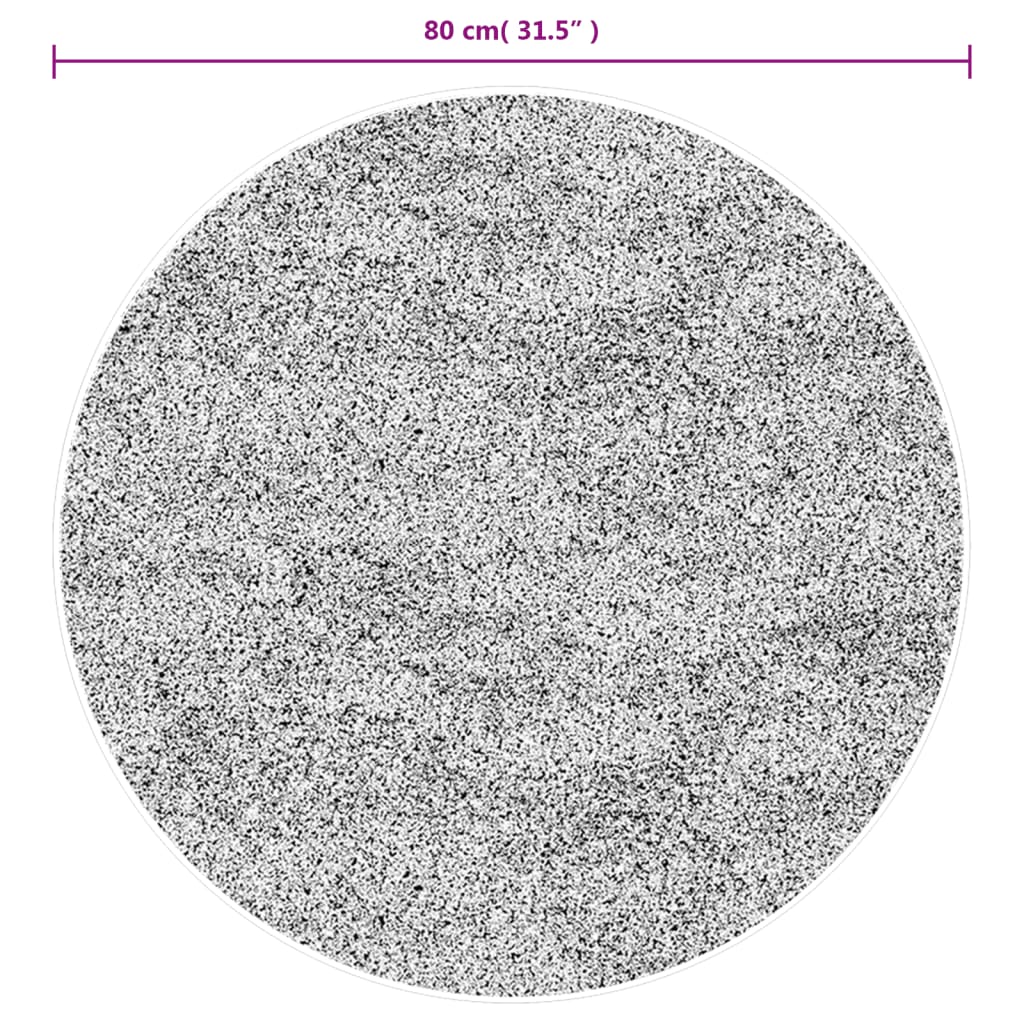 Shaggy-Teppich PAMPLONA Hochflor Modern Beige Anthrazit Ø 80 cm